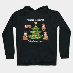 Sloth Flocking Around Christmas Tree Hoodie